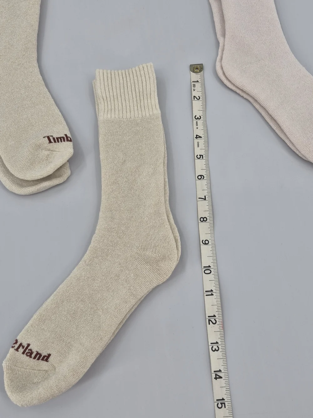 Timberland Unisex Cushioned Crew Socks 4 Pairs - Wool Blend, Light Brown Medium